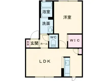 サウザンドタウン  C棟(1LDK/1階)の間取り写真