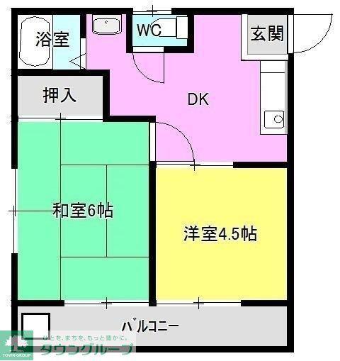 メゾンハシモト(2DK/2階)の間取り写真