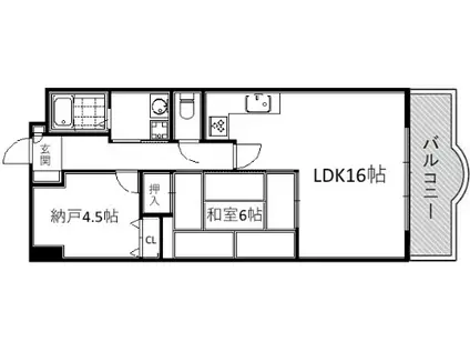ドルチェヴィータ京都六角(1SLDK/4階)の間取り写真