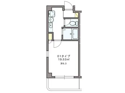 プレジール福島(1K/8階)の間取り写真