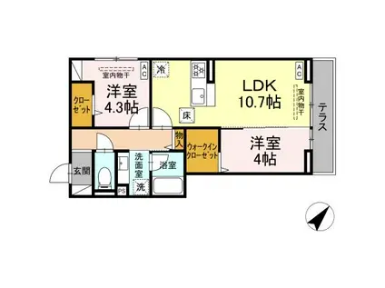 コルトレイク(2LDK/1階)の間取り写真