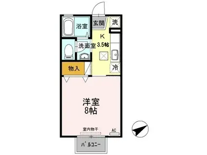 セジュール文政B棟(1K/1階)の間取り写真