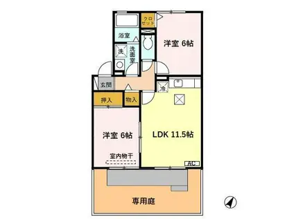 クレールメゾンB(2LDK/1階)の間取り写真