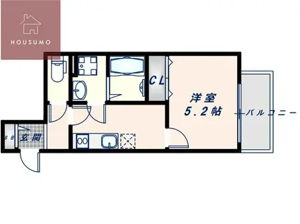 クレアール八戸ノ里(1K/1階)の間取り写真