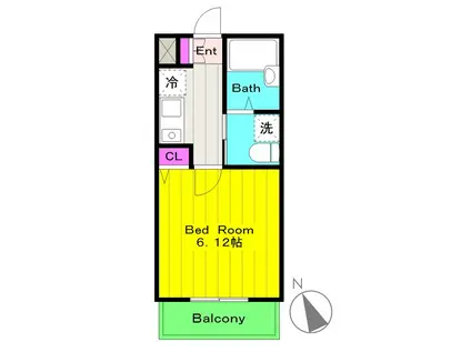 フォセット(ワンルーム/1階)の間取り写真