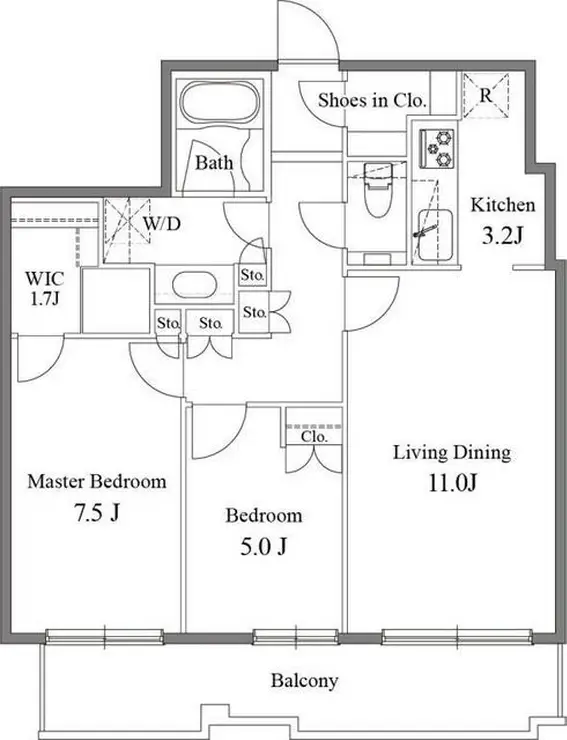 クレストプライムタワー芝 30階階 間取り