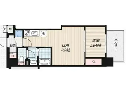 LUXE深江橋II(1LDK/7階)の間取り写真