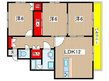 カンファタブル2(3LDK/3階)の間取り写真