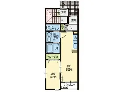 フェリス(1DK/1階)の間取り写真