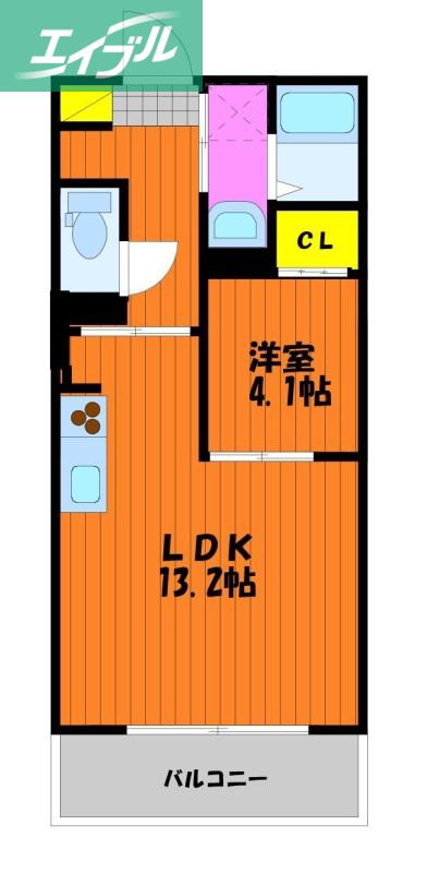 SIDE-S(1LDK/1階)の間取り写真