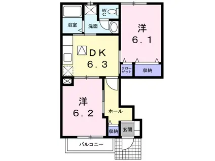 ラーディクス・K(2DK/1階)の間取り写真