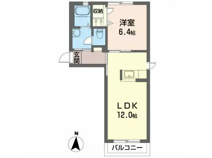 コスモリバーII(1LDK/2階)の間取り写真