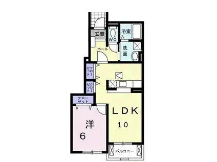 クレメント サニーII(1LDK/1階)の間取り写真