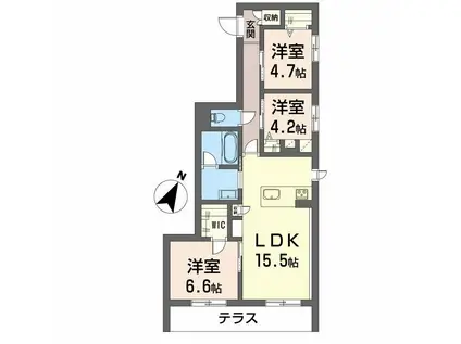 NAGE神松寺(3LDK/1階)の間取り写真