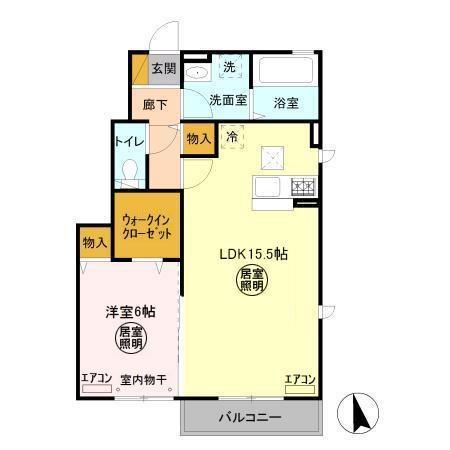 パークドプランタンG(1LDK/1階)の間取り写真