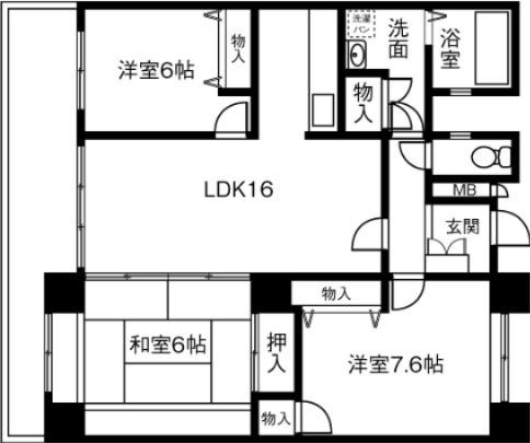 サンシャイン今伊勢(3LDK/4階)の間取り写真
