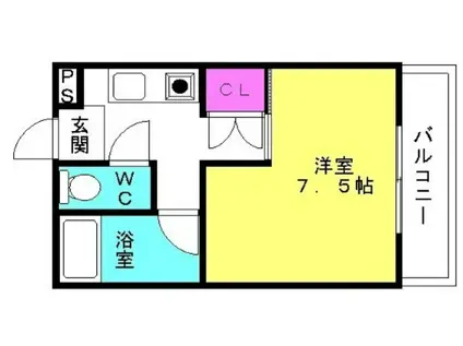 チャイナベル(1K/2階)の間取り写真