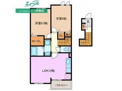 ラ・カンパーニャ A棟(2LDK/2階)の間取り写真