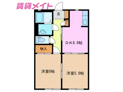 KIMI.HOUSE(2DK/2階)の間取り写真