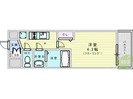 プレサンスOSAKA三国ネオス(1K/10階)の間取り写真