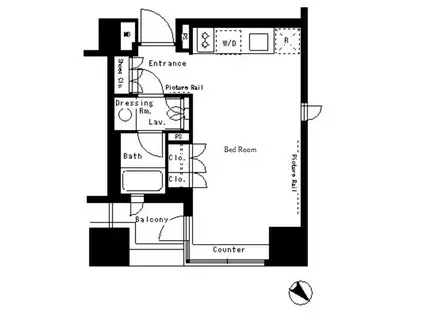 パークアクシス溜池山王(ワンルーム/6階)の間取り写真