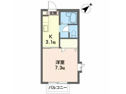 ビバレントB(1K/2階)の間取り写真