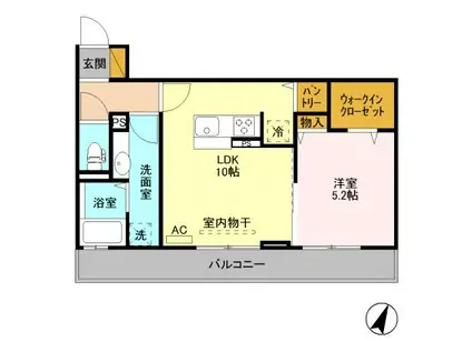 フォルテア B(1LDK/3階)の間取り写真