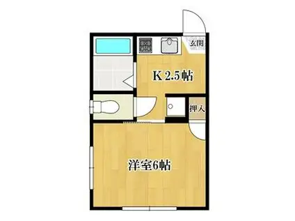 CASAあおば(1K/2階)の間取り写真