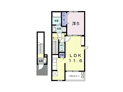 カーサ・グラシオッソ(1LDK/1階)の間取り写真