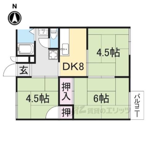 ハイツ福田(3DK/2階)の間取り写真