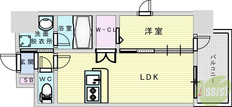 ブランシエスタ南吹田パークサイド(1LDK/4階)の間取り写真