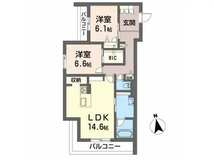 シャーメゾン プレミアス 下助任(2LDK/3階)の間取り写真