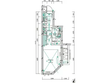 ガリシア中野新橋(1K/4階)の間取り写真