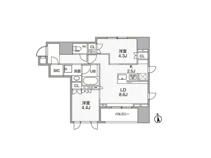 シーズンフラッツ新御徒町(2LDK/6階)の間取り写真