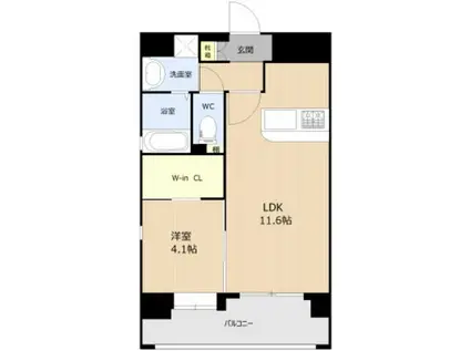 グラン シエル上熊本(1LDK/11階)の間取り写真