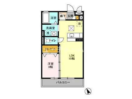 ベルデュール(1LDK/1階)の間取り写真