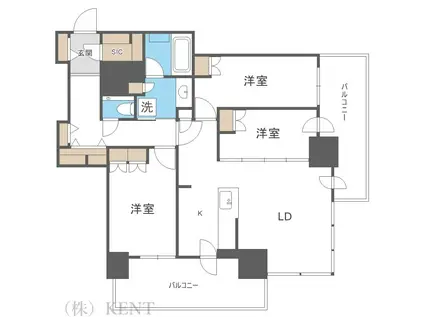 ザ・札幌タワーズ イーストタワー(3LDK/25階)の間取り写真