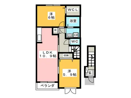 サンパティ(2LDK/2階)の間取り写真