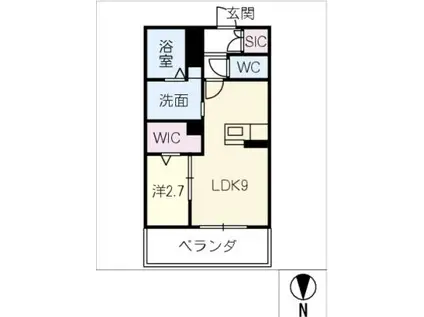 シャーメゾン サンク(1LDK/2階)の間取り写真