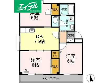 小野マンション(3DK/3階)の間取り写真