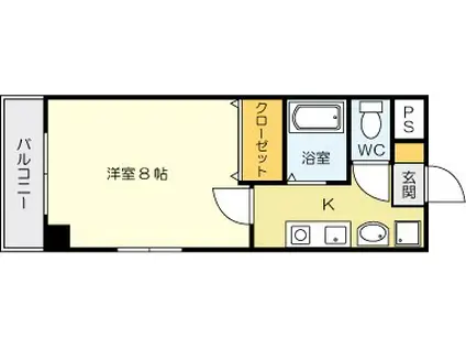 オークハイム(1K/2階)の間取り写真