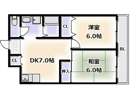 LAKIA MAISON ABIKO(2DK/3階)の間取り写真