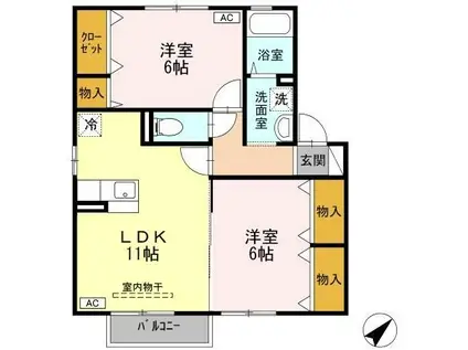 デュランタ(2LDK/2階)の間取り写真