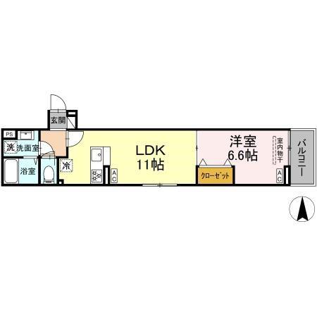 セレスティア南花畑IV(1LDK/2階)の間取り写真