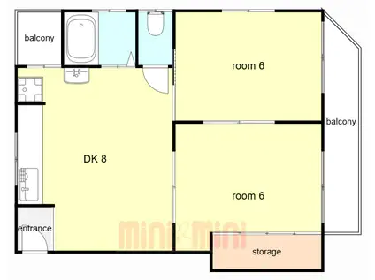 愛愛マンション(2DK/2階)の間取り写真