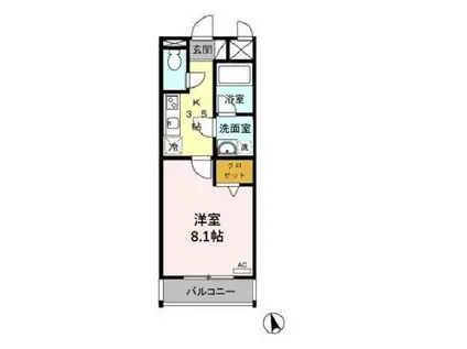 ジャンリュミエール(1K/3階)の間取り写真