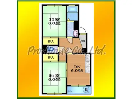 バームハイツ松尾(2DK/3階)の間取り写真