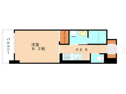 ラインスター三萩野(1K/4階)の間取り写真