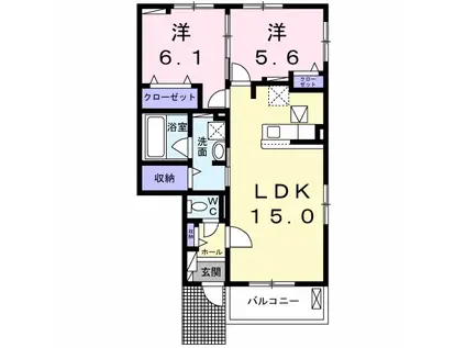 ガーデンレジデンシャル(2LDK/1階)の間取り写真
