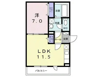 六ツ角フラット3号(1LDK/2階)の間取り写真